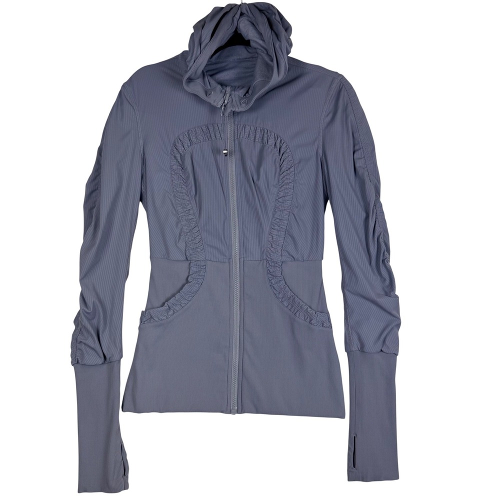 Lululemon Dance Studio Reversible Jacket Light Purple Grey Ruched Hooded Size 4
